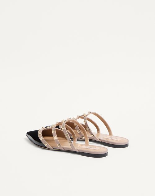 Valentino Garavani - Rockstud Patent-leather Mule - Black/poudre - Woman - Ballerinas